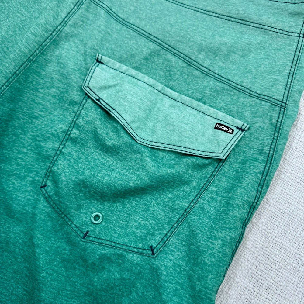 Hurley Block Party Board Shorts Mens 32 Green Heathered Swim Trunks Buckle - Picture 6 of 8